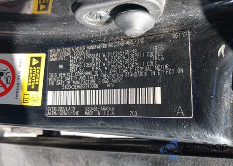 2013 Toyota Highlander Limited V6 z USA, uszkodzony, nr VIN 5TDDK3EH6DS243066